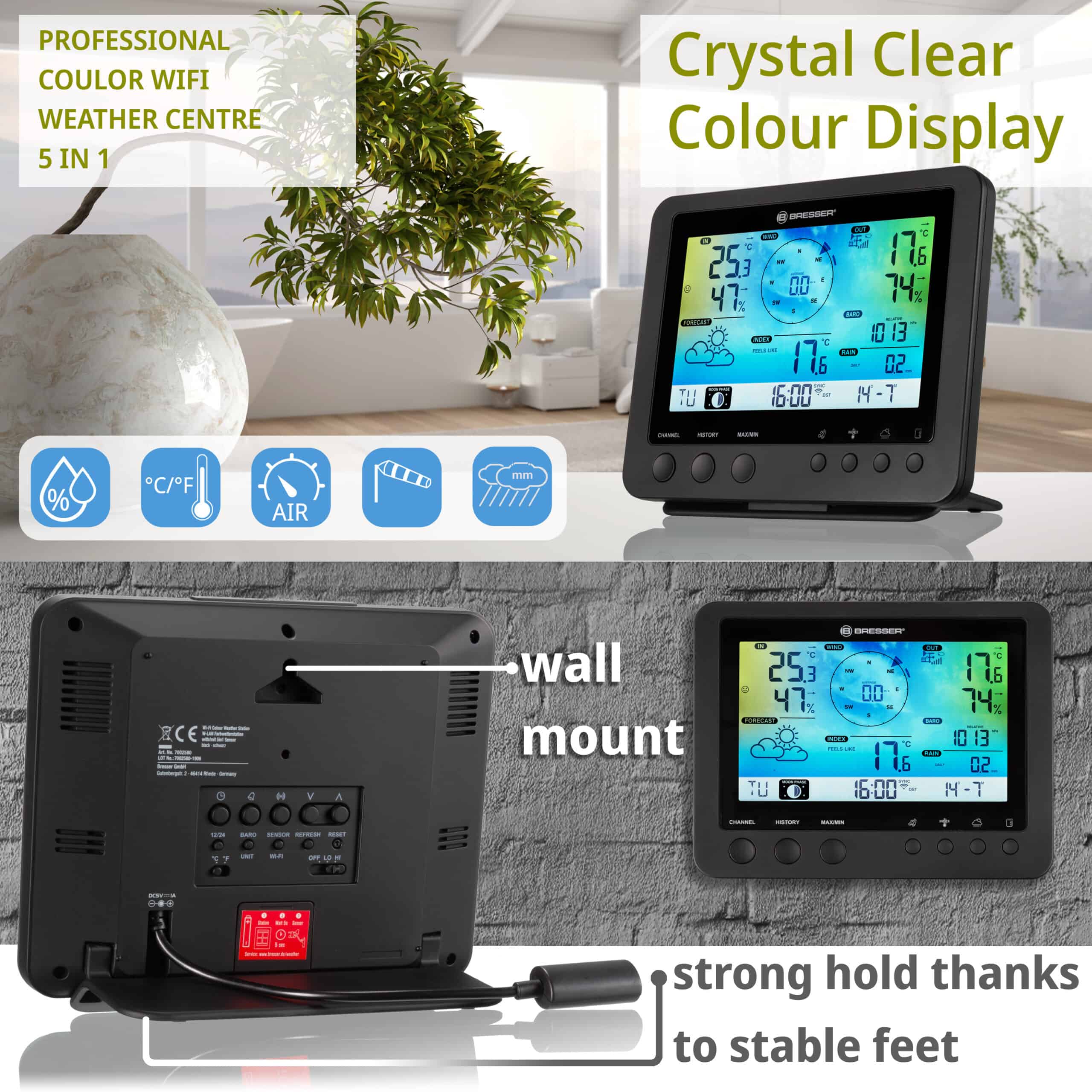 Centrale météo 5-en-1 couleurs avec système WIFI – Image 4