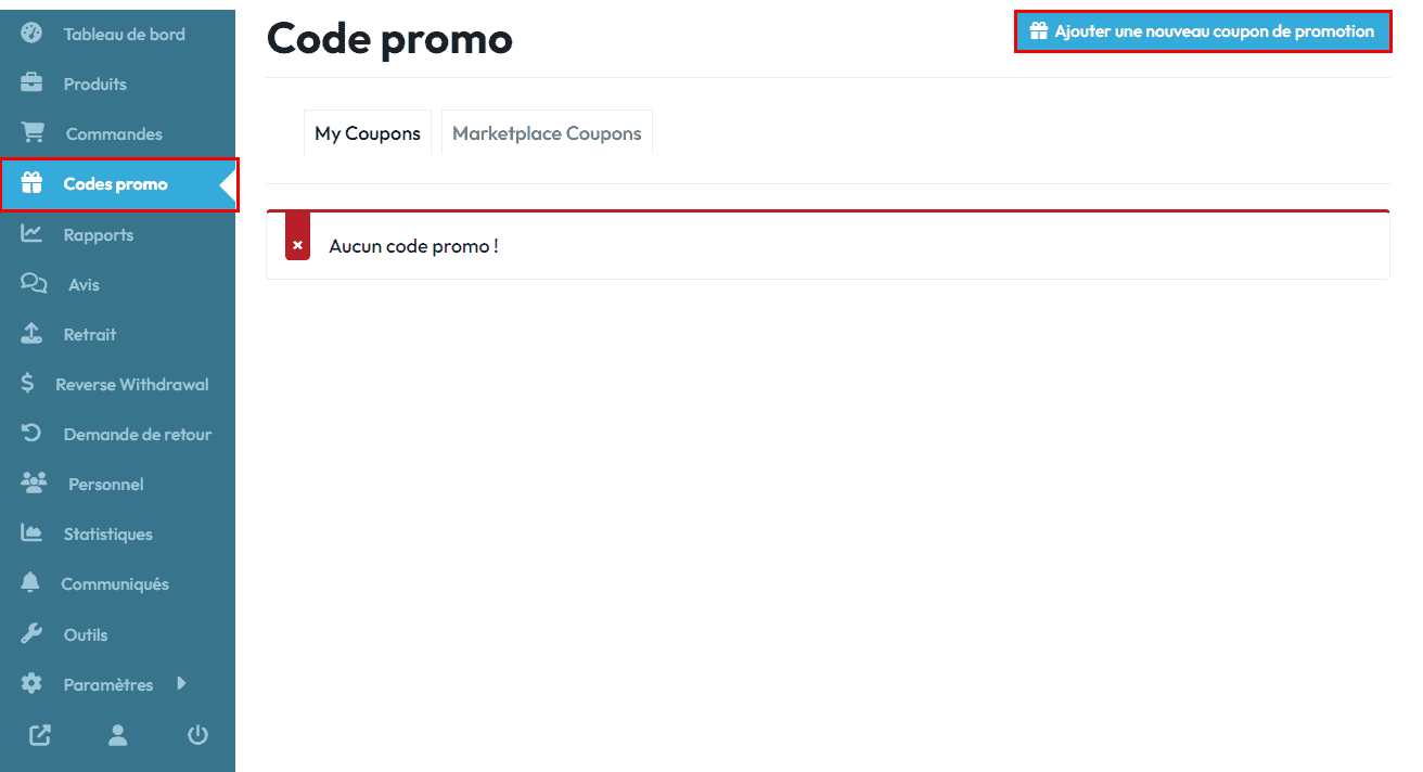 Help center - Gestion des codes promos