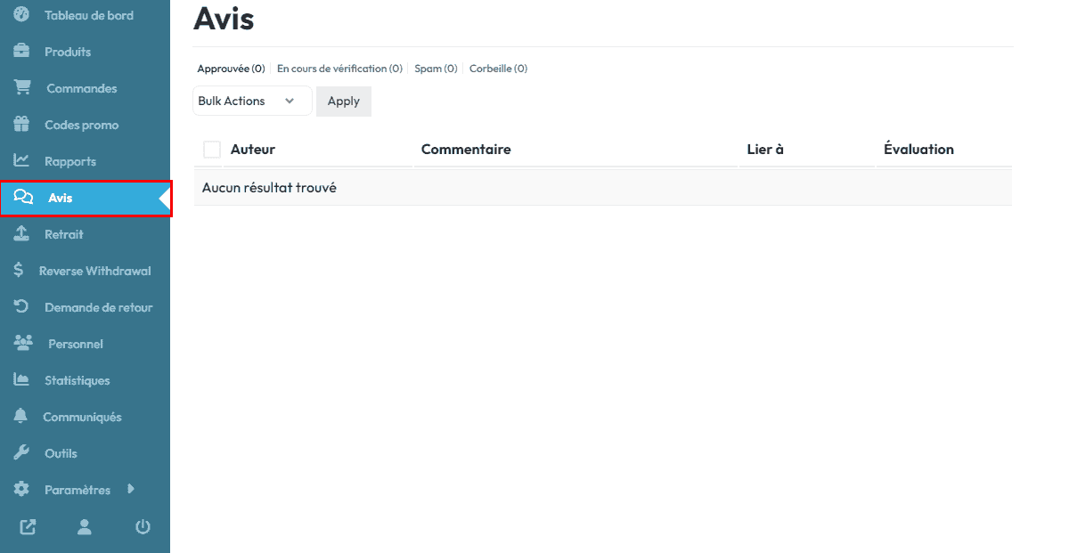 Help Center - Gestion des avis
