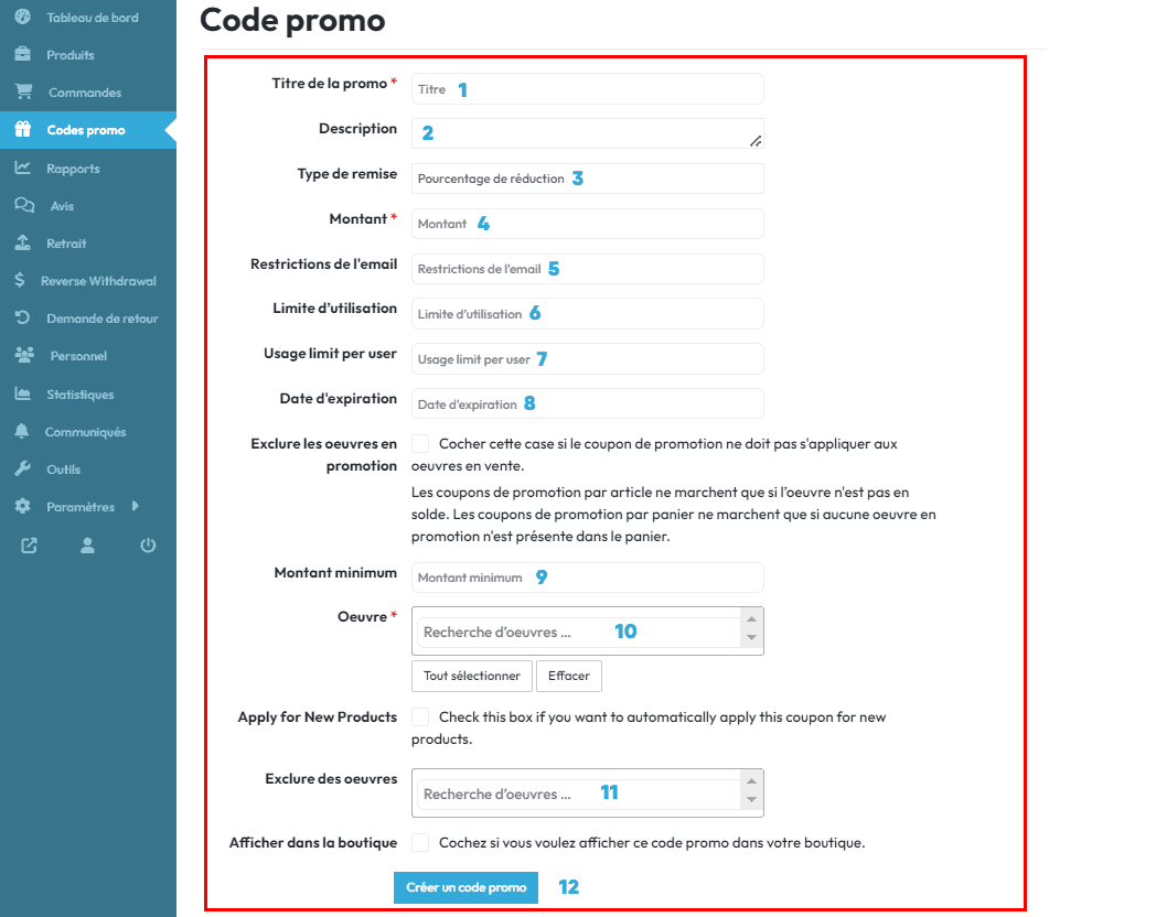 Help Center - Floody - Grandes étapes dans la gestion des codes promos