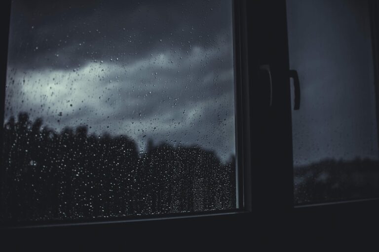 Pluie sur une fenêtre d'une habitation