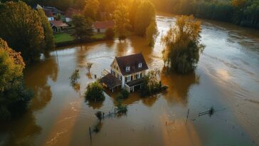 Maison coincée dans une inondation