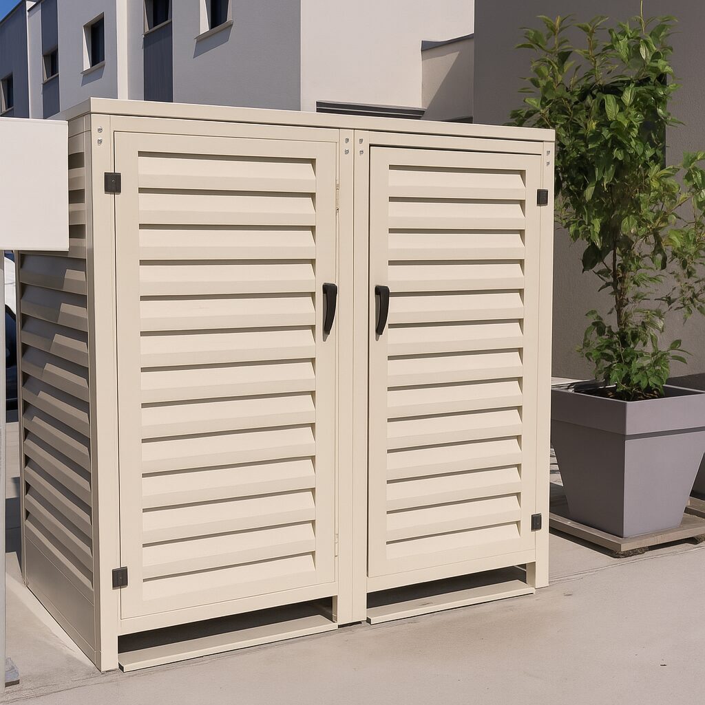 Abri pour poubelles extérieur design moderne beige ventilé
