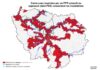 Carte des communes d'Île-de-France concernées par un PPR prescrit ou approuvé pour les inondations, montrant les cours d'eau et les territoires à risque important d’inondation (TRI).