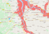 Carte des zones inondables à Bordeaux et le long de la Garonne