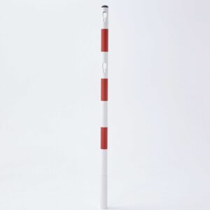 2 Poteaux de signalisation en metal hauteur 150cm (blanc / rouge)
