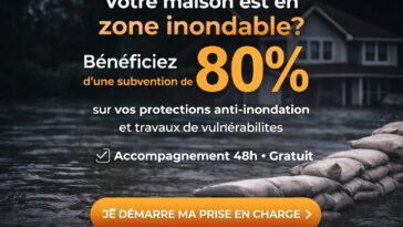Maison en zone inondable équipée de protections anti-inondation avec subvention de 80% et accompagnement gratuit sous 48h