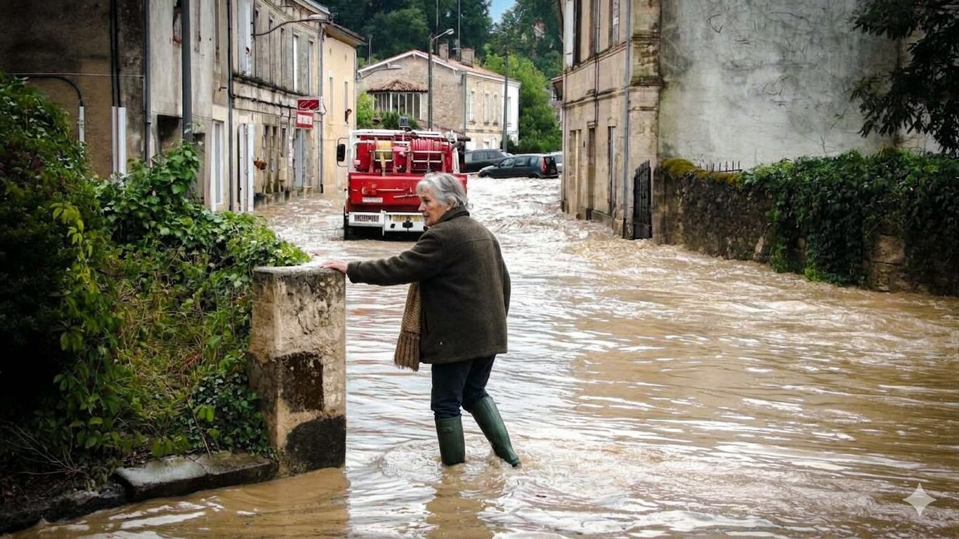 Schéma pédagogique : inondation par ruissellement urbain